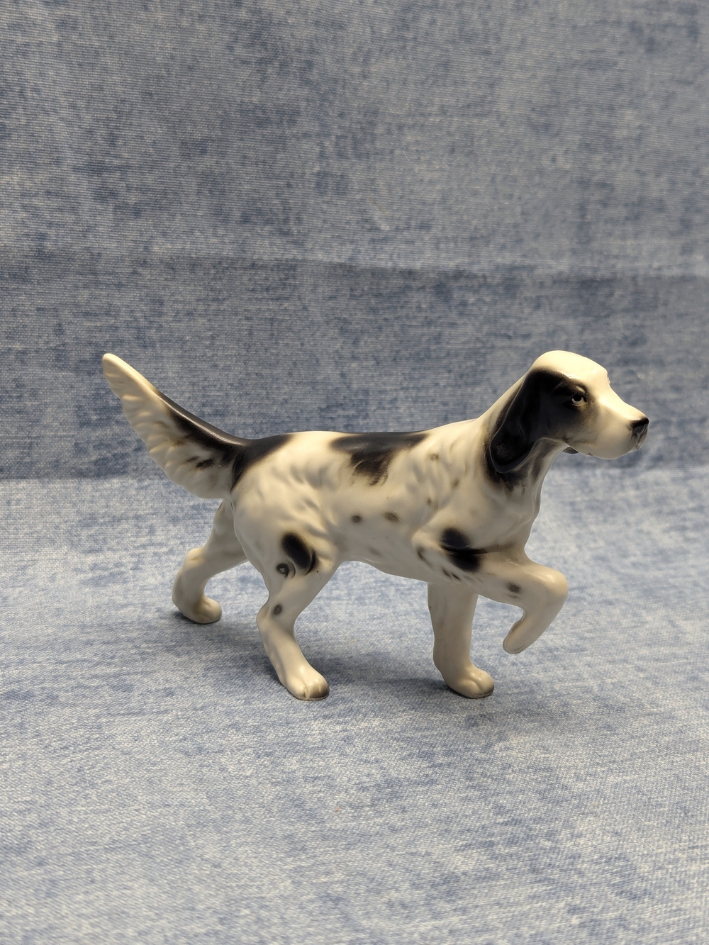 Vintage English Setter Dog Figurine Ceramic Japan Mid Century Hand Painted